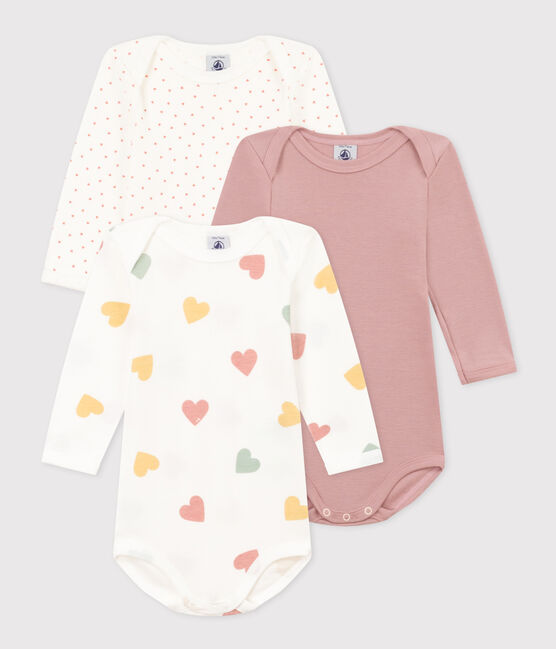 Petit Bateau - Set of 3 Long Sleeve Diaper Covers with Hearts