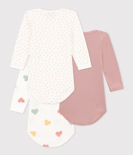 Petit Bateau - Set of 3 Long Sleeve Diaper Covers with Hearts