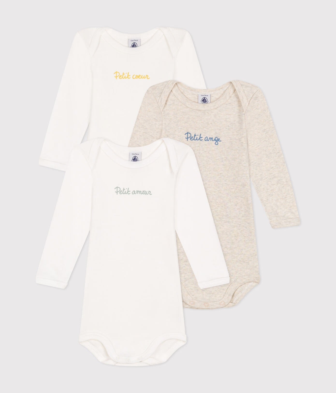Petit Bateau - Lot de 3 Cache-couches Manches Longues