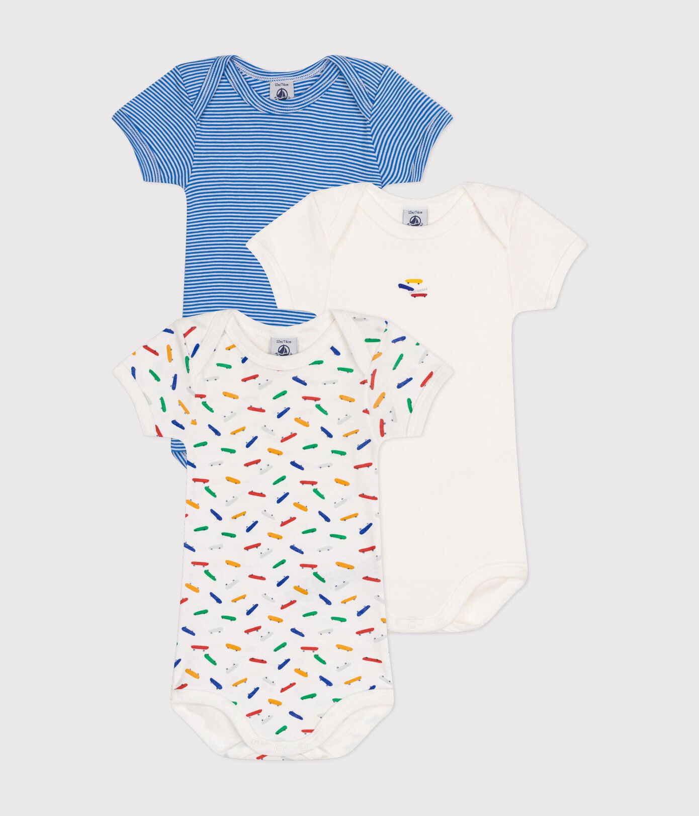 Petit Bateau - Set of 3 Short Sleeve Diaper Covers