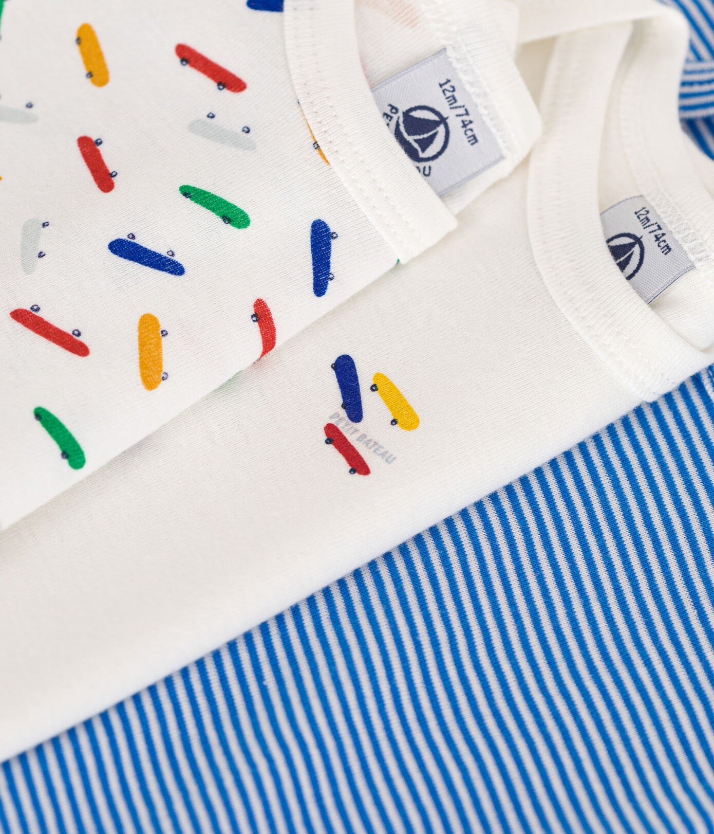 Petit Bateau - Set of 3 Short Sleeve Diaper Covers