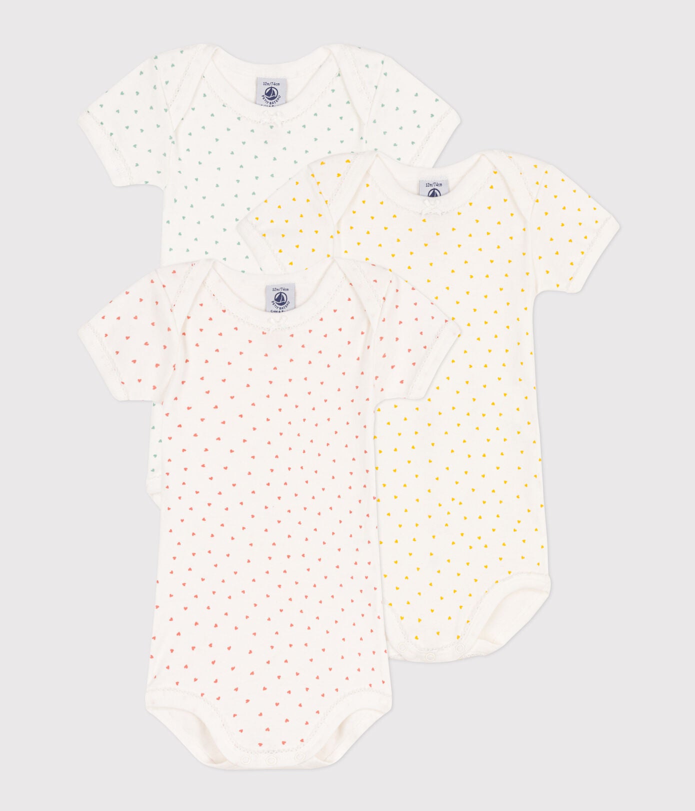 Petit Bateau - Set of 3 Short Sleeve Diaper Covers
