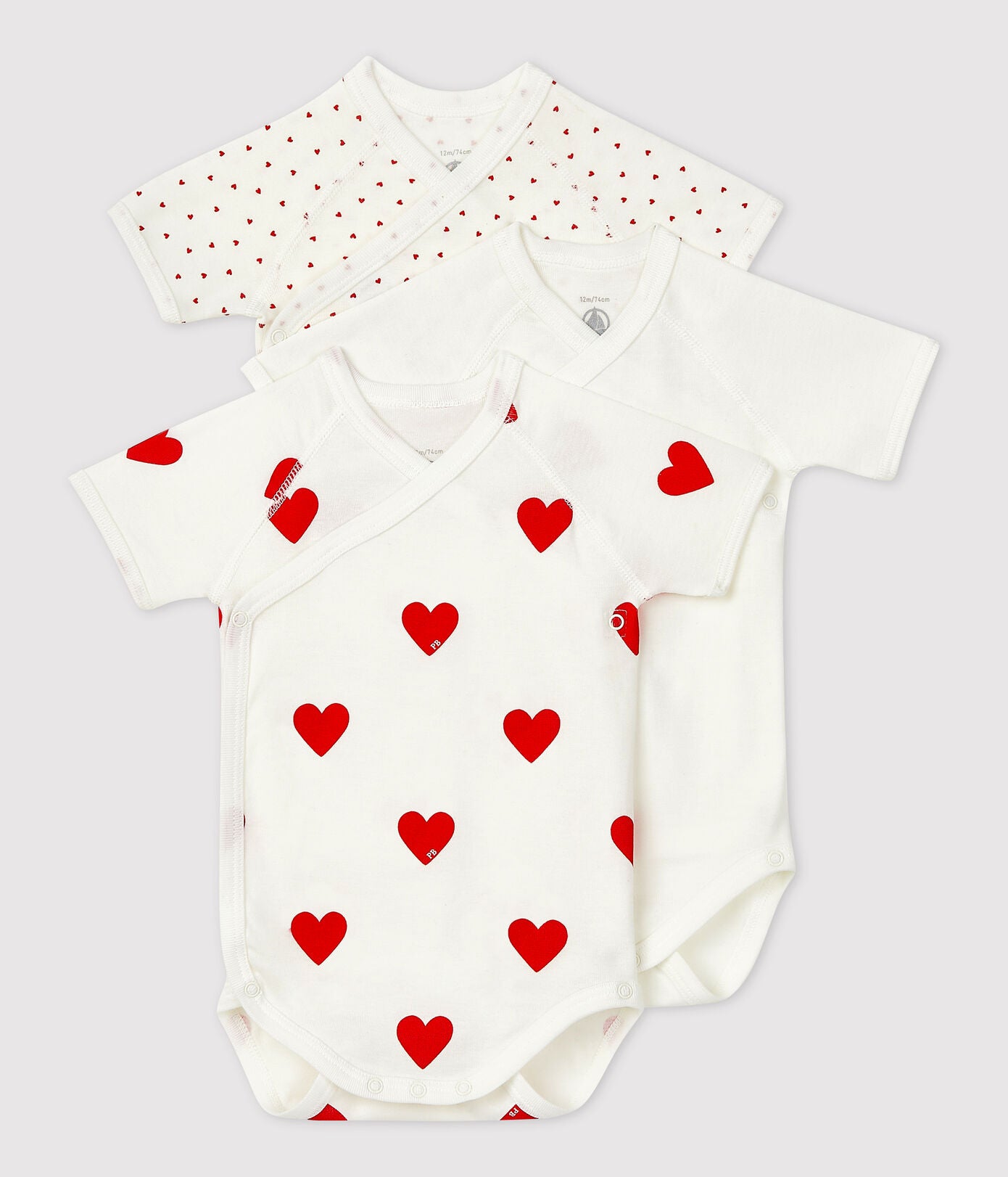 Petit Bateau - Set of 3 Short Sleeve Diaper Covers