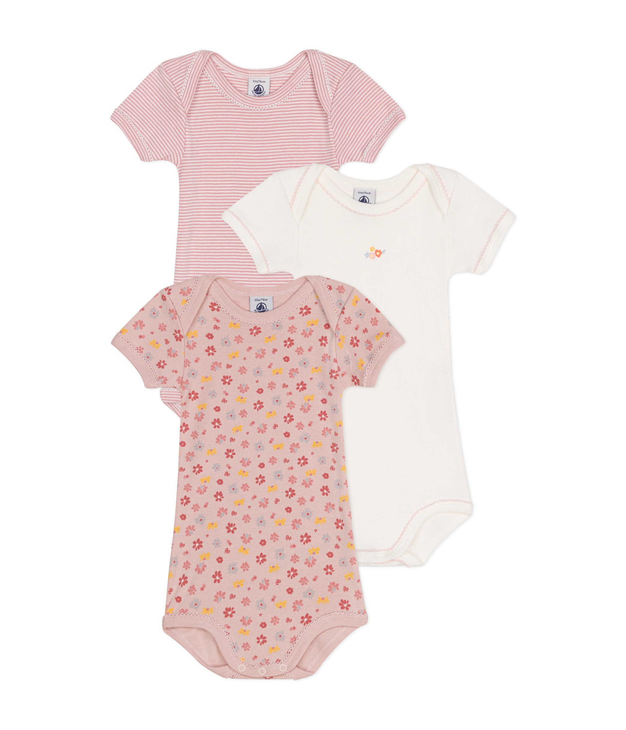 Petit Bateau - Set of 3 Short Sleeve Diaper Covers