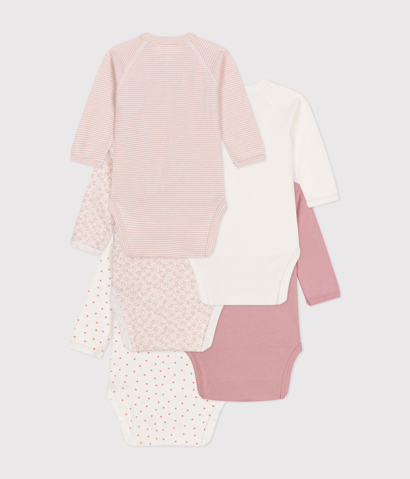 Petit Bateau - Lot de 5 Caches-couches Manches Longues