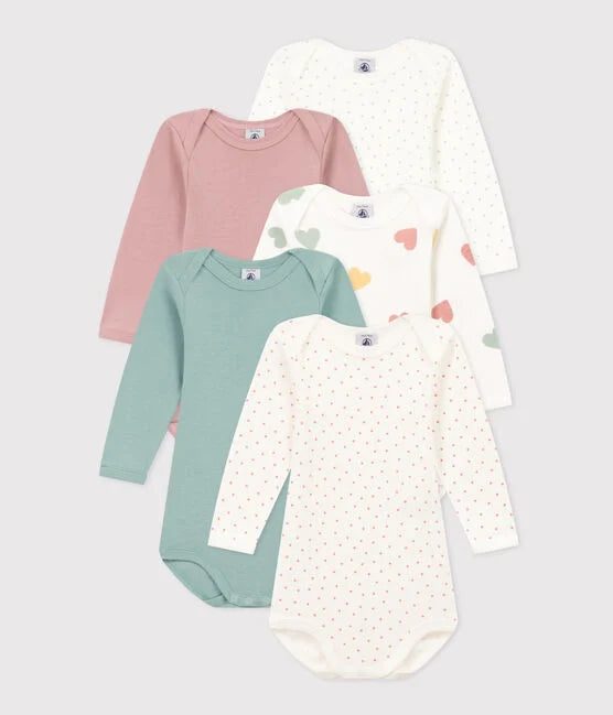 Petit Bateau - Set of 5 Long Sleeve Diaper Covers