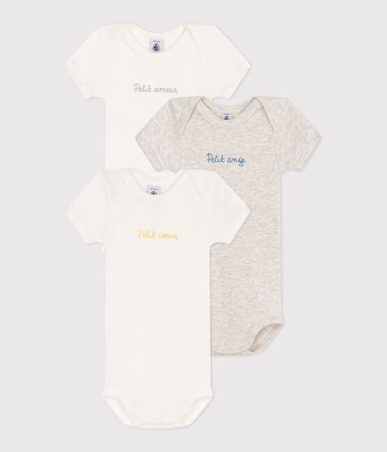 Petit Bateau - Lot de 3 Caches-couches Manches Courtes