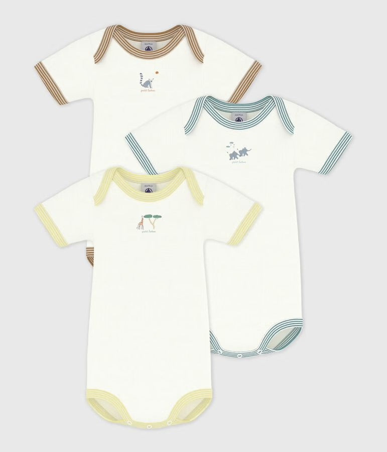 Petit Bateau - Pack of babies' short-sleeved plain cotton bodies