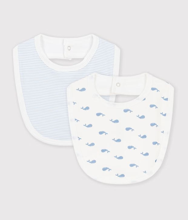 Petit Bateau - Lot de bavoirs bébé en coton imprimé baleine
