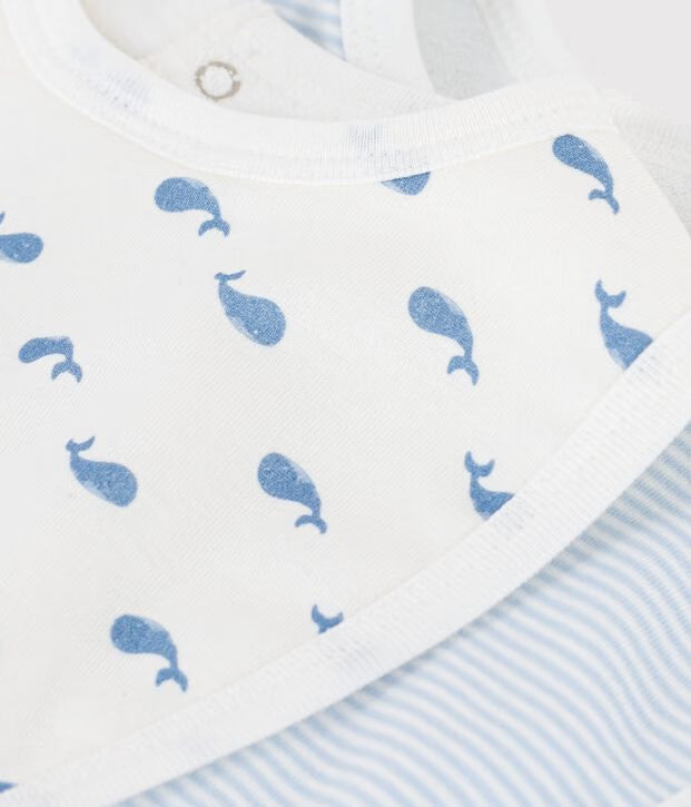 Petit Bateau - Lot de bavoirs bébé en coton imprimé baleine