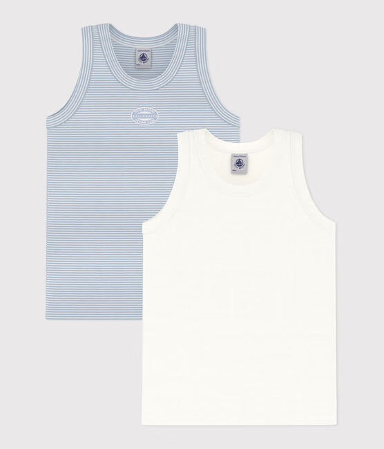 Débardeur Garçon Petit Bateau Débardeur Petit Bateau Lot De 2 Garçon - 100% Coton Bio - Col Bateau Confortable Lot 2 Tops Coton Bio