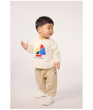 Petit Bateau - Plain cotton baby cargo trousers with badge