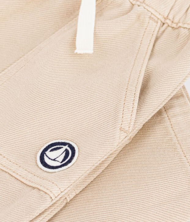 Petit Bateau - Plain cotton baby cargo trousers with badge