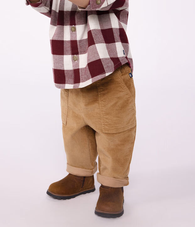 Petit Bateau - Pantalon bébé en velours uni