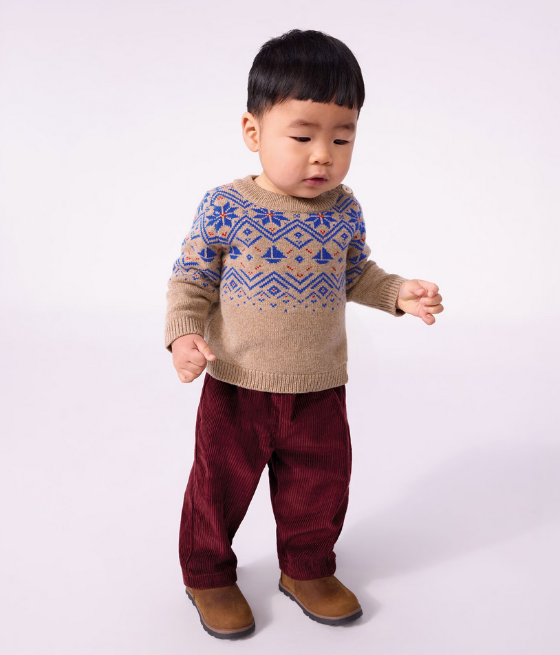 Petit Bateau - Pantalon bébé en velours uni