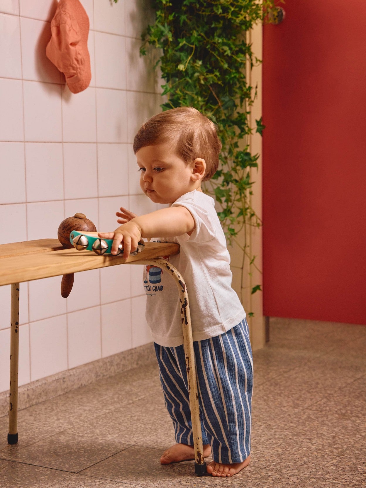 Laranjinha - Pull-up striped gauze pants