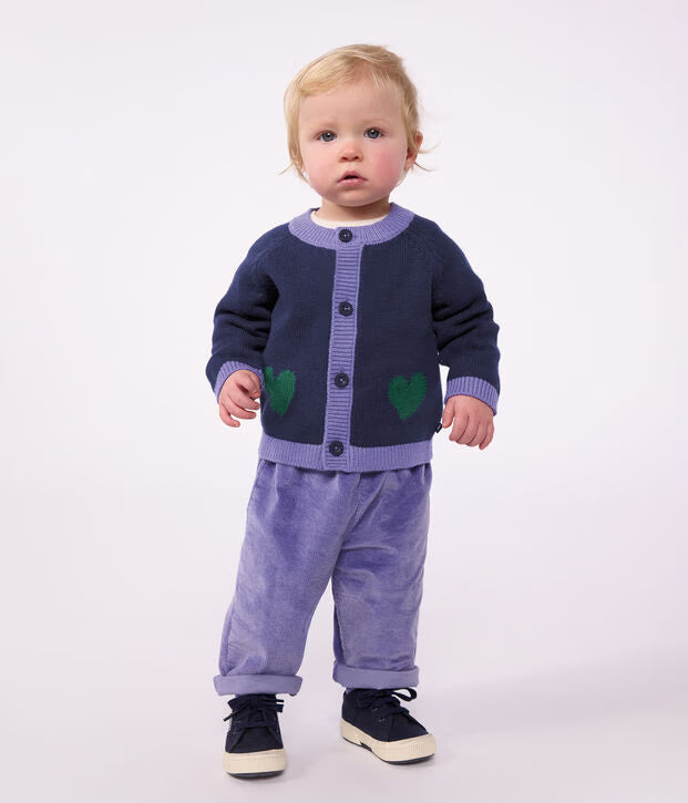 Petit Bateau - Pantalon bébé en velours uni