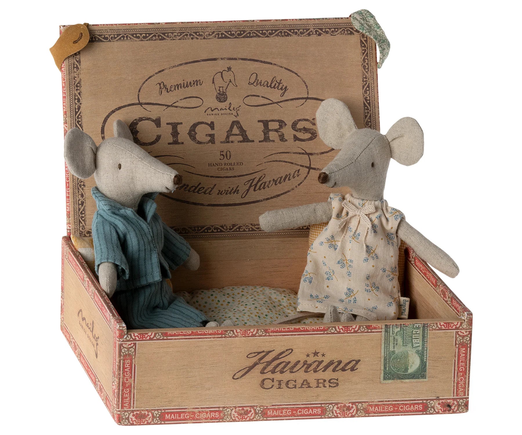Maileg - Mummy and Daddy mouse in a cigar box
