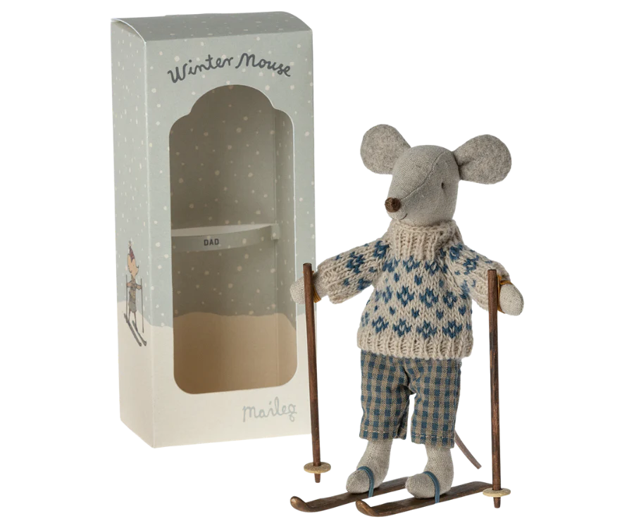 Maileg - Winter Father Mouse with ski set