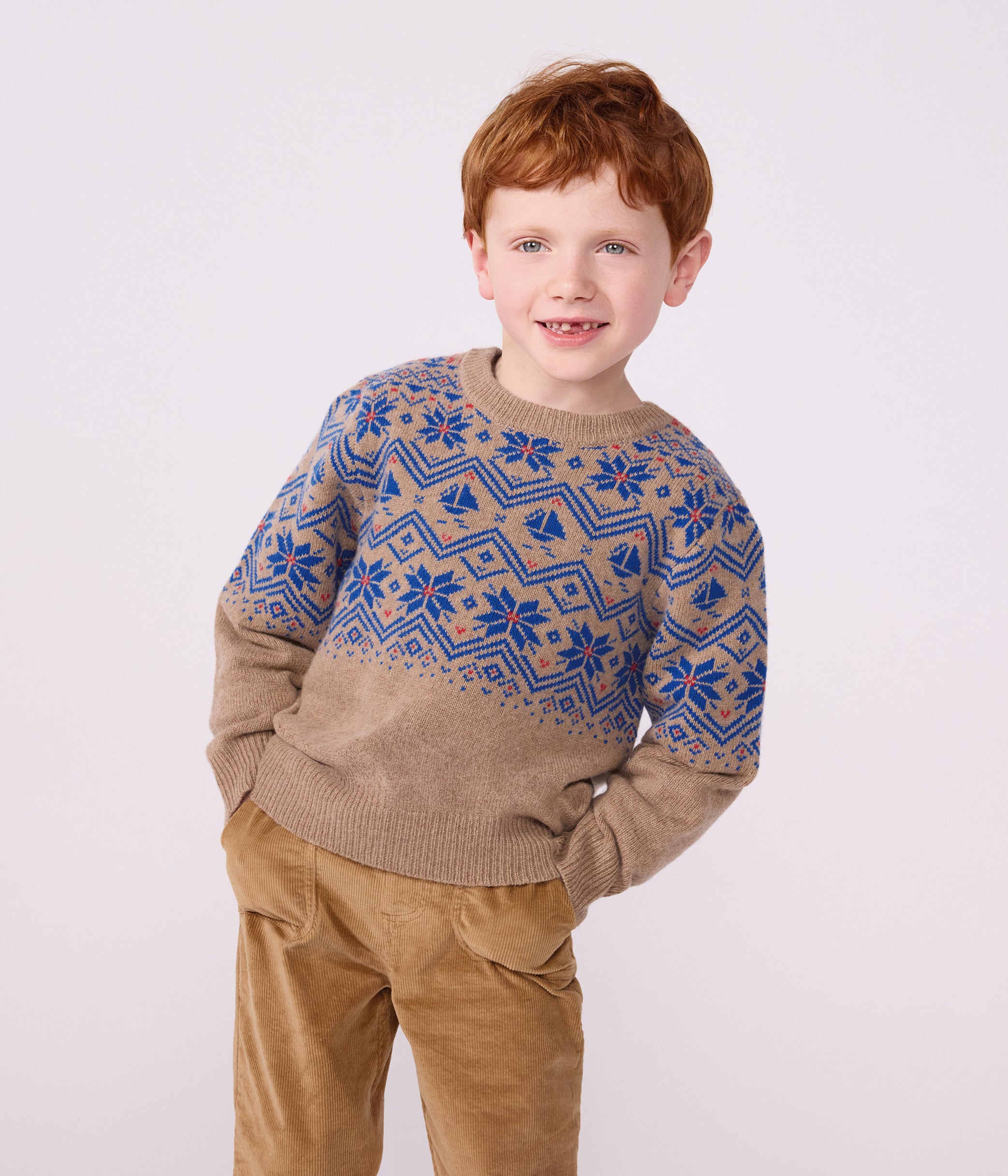 Petit Bateau - Pull jacquard enfant en laine et coton