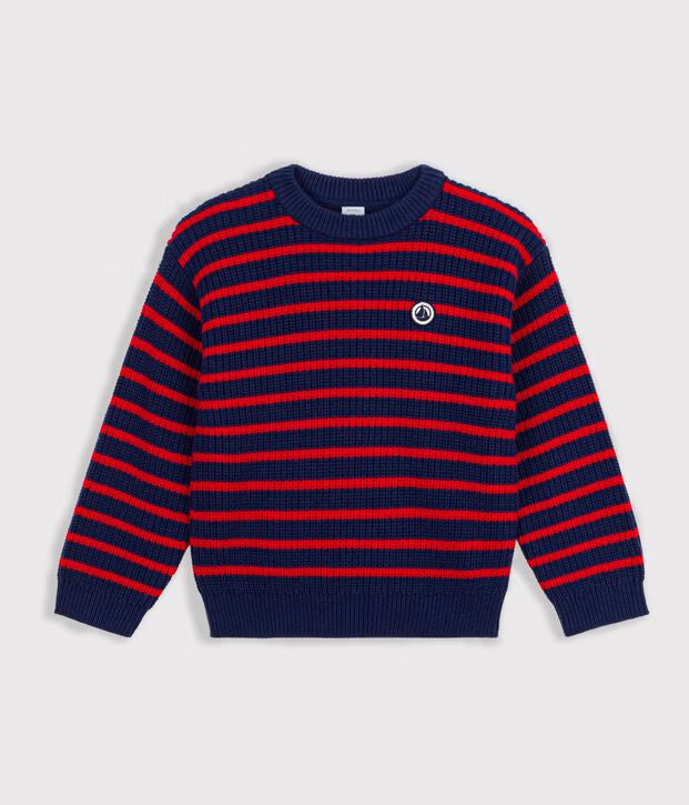 Petit Bateau - Kids' Striped Wool and Cotton Sweater