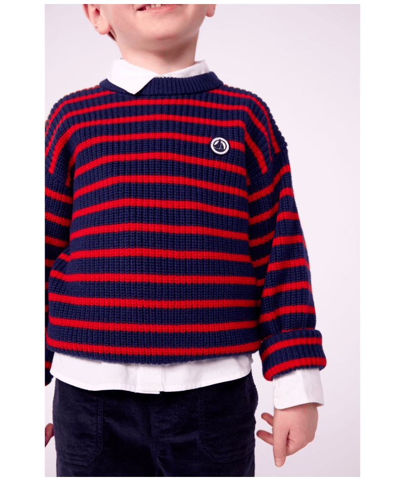 Petit Bateau - Kids' Striped Wool and Cotton Sweater