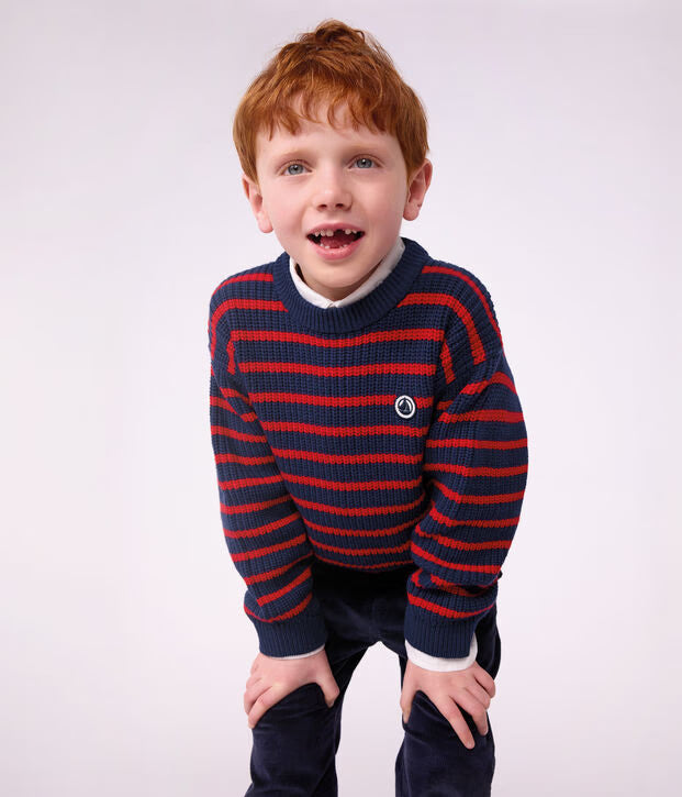 Petit Bateau - Kids' Striped Wool and Cotton Sweater