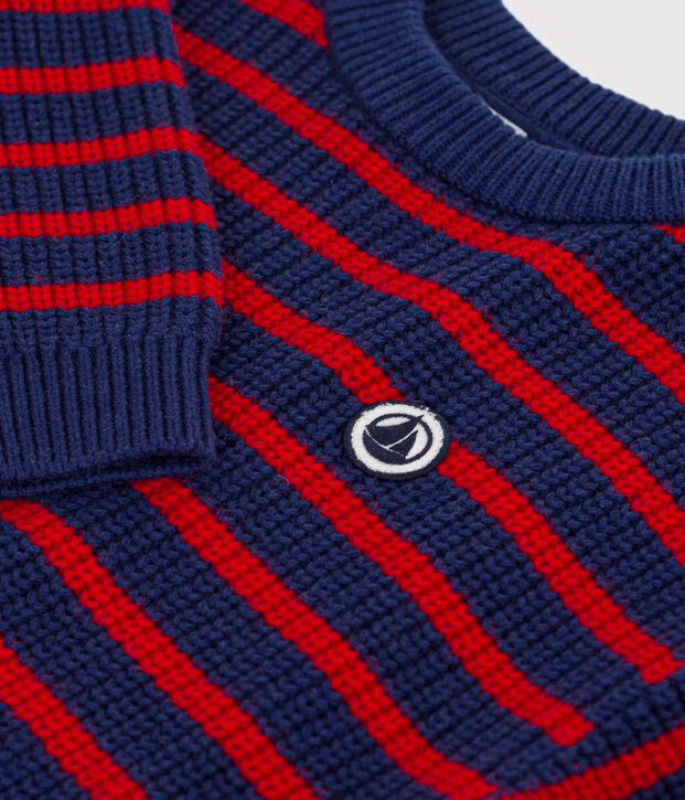 Petit Bateau - Kids' Striped Wool and Cotton Sweater