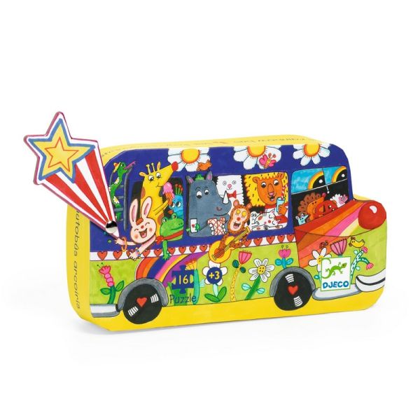 Djeco - Silhouette Puzzle: The Rainbow Bus (16 pcs)