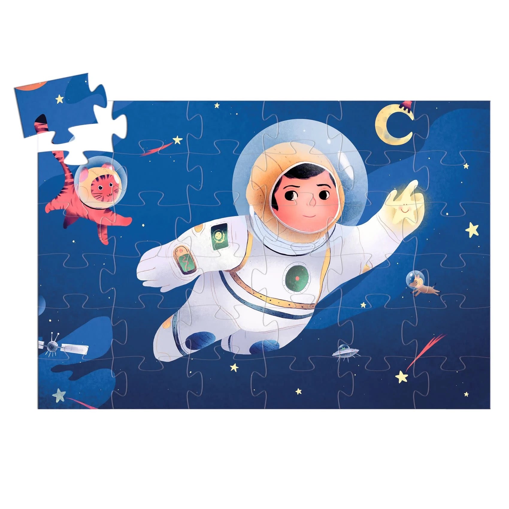 Djeco - Puzzle silhouette / Un astronaute dans la lune / 36 pcs