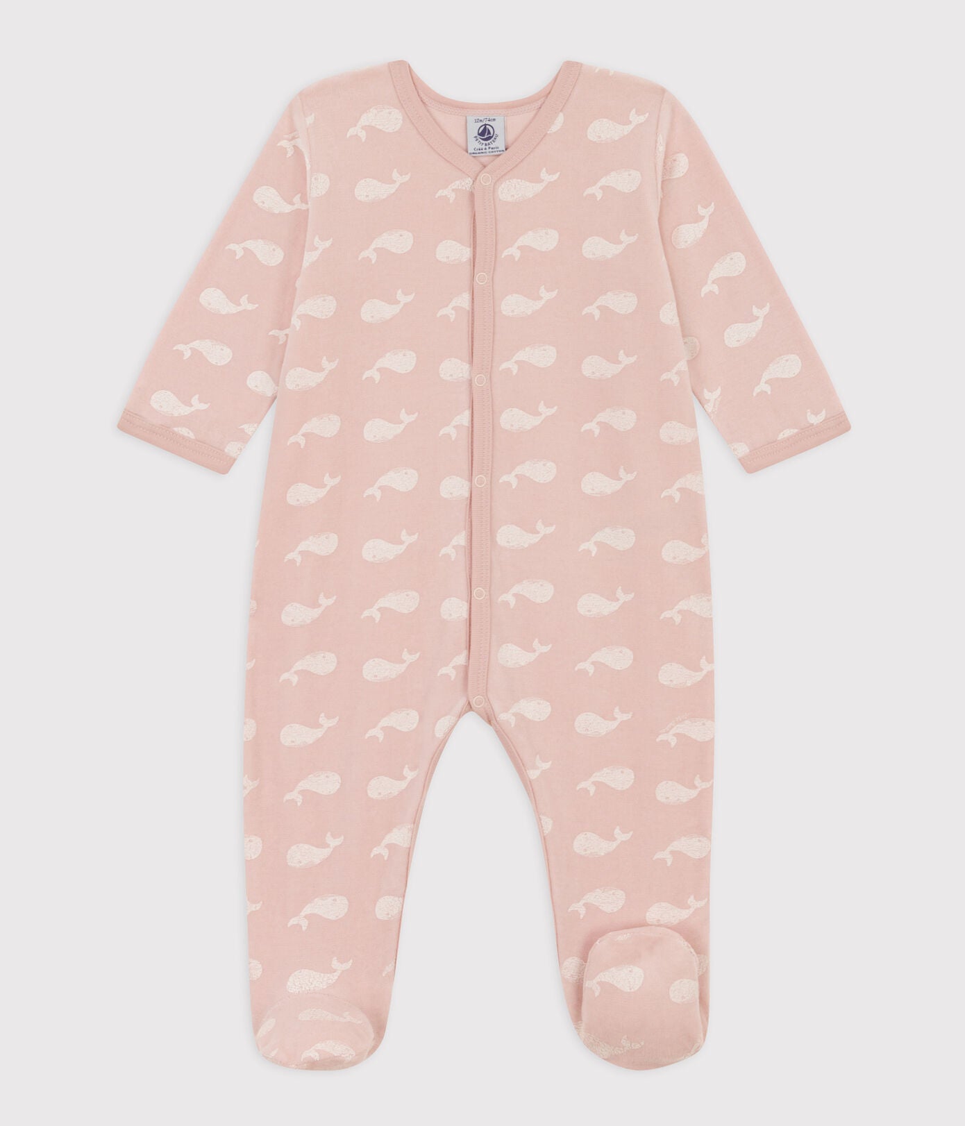 Petit Bateau - Pyjama Dors Bien Baleines en Velours