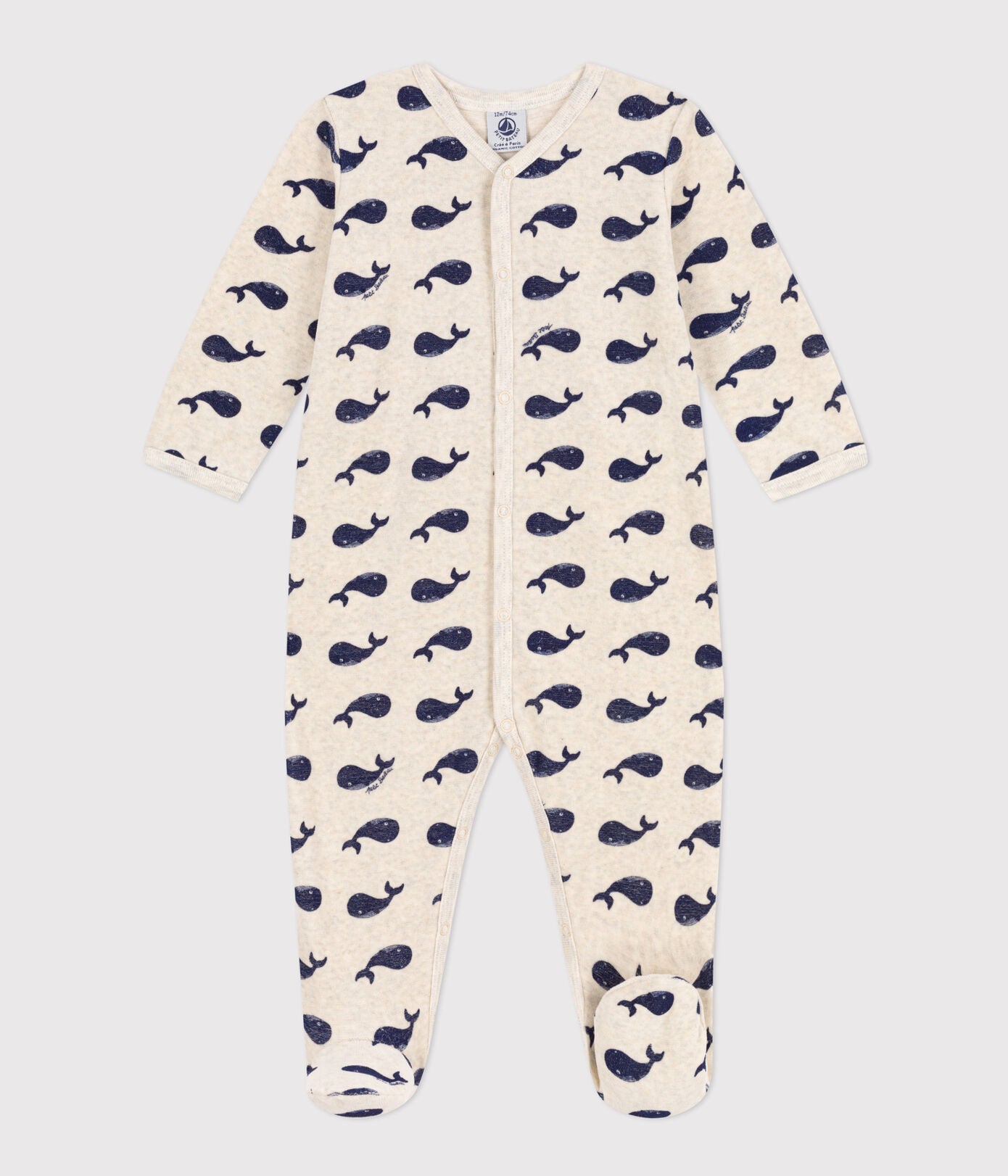 Petit Bateau - Pyjama Dors Bien Baleines en Velours