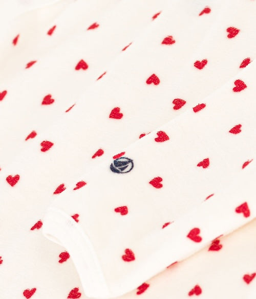 Petit Bateau - Babies' Heart Patterned Velour Pyjamas