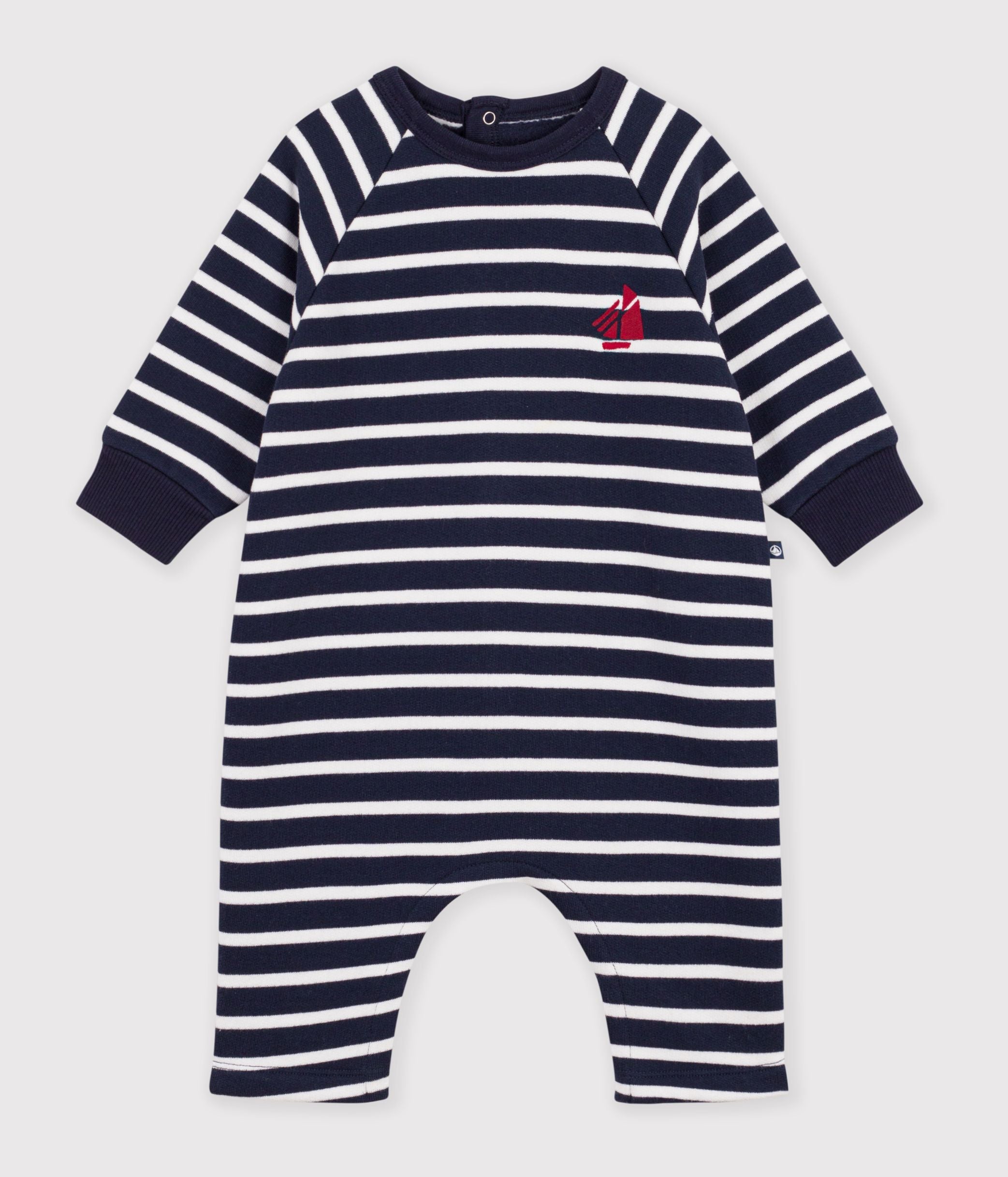 Petit Bateau - Combinaison longue bébé en coton rayé