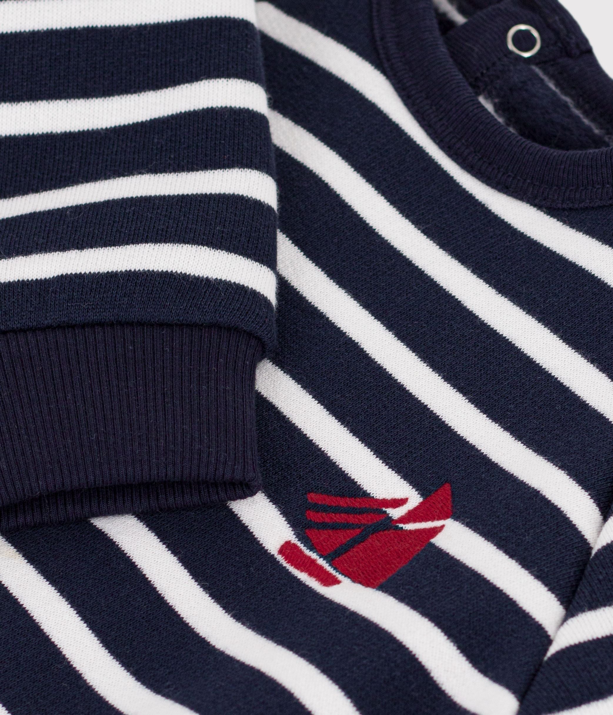 Petit Bateau - Combinaison longue bébé en coton rayé