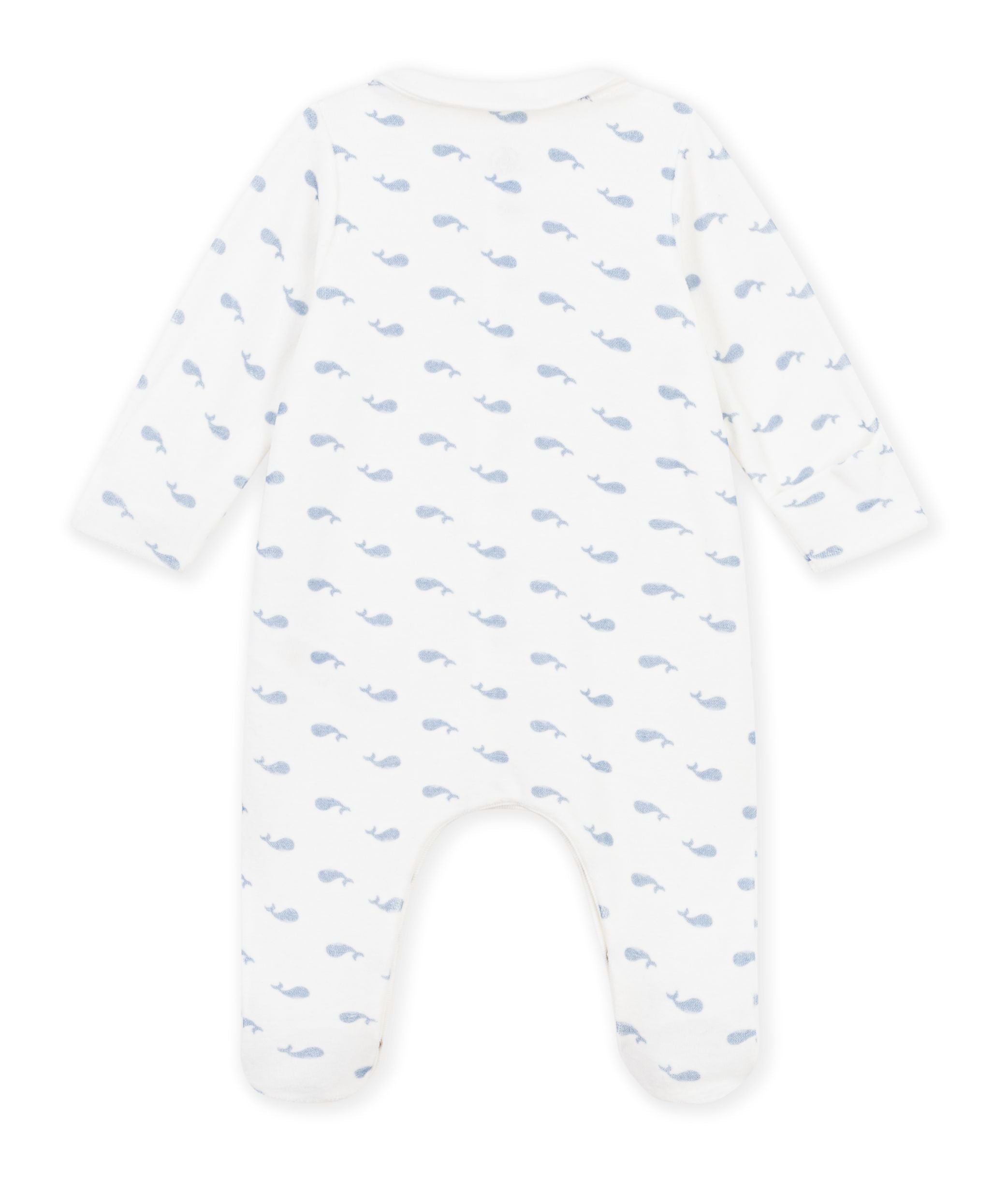Petit Bateau - Pyjama bébé en velours avec col imprimé baleine