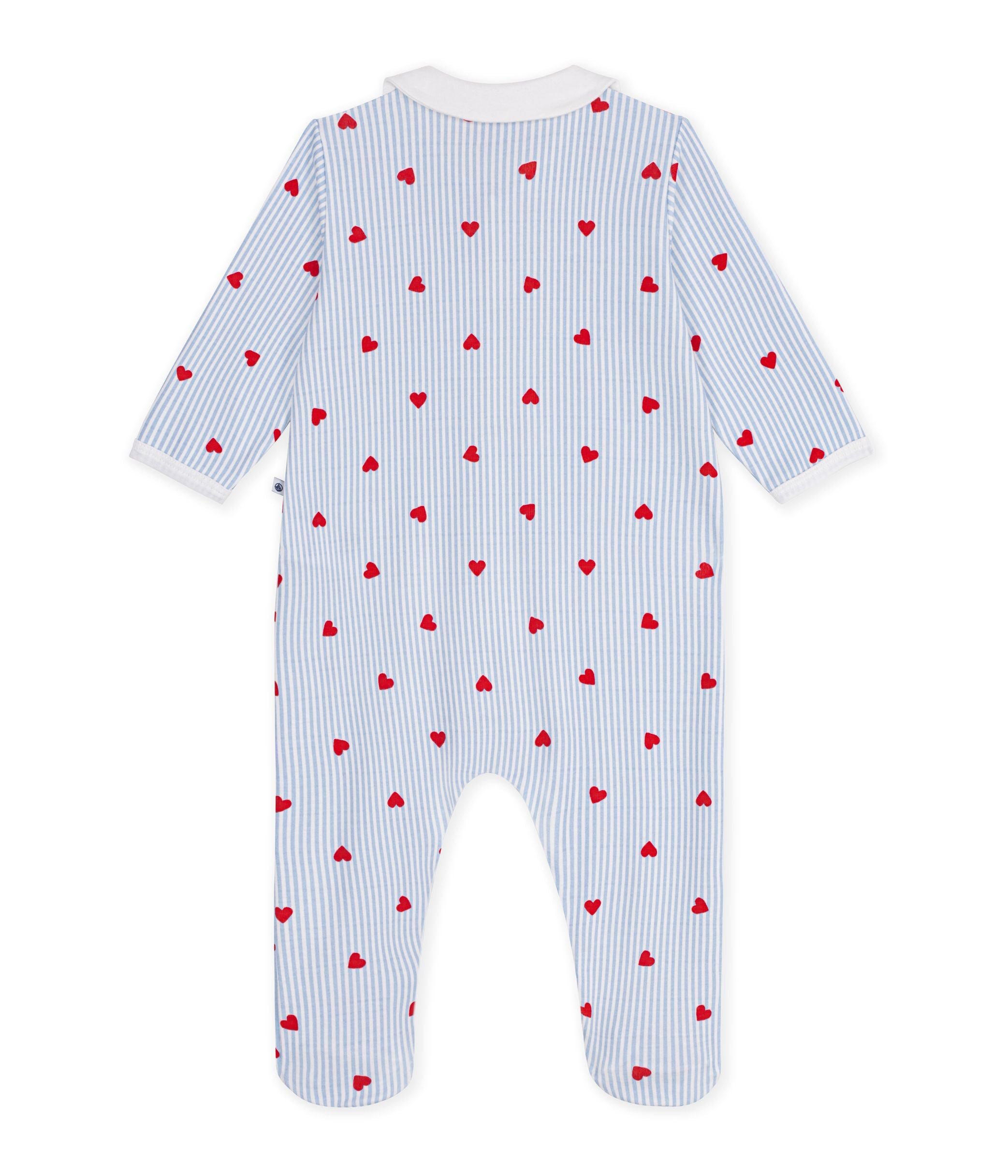Petit Bateau - Pyjama bébé en coton avec col, imprimé cœurs