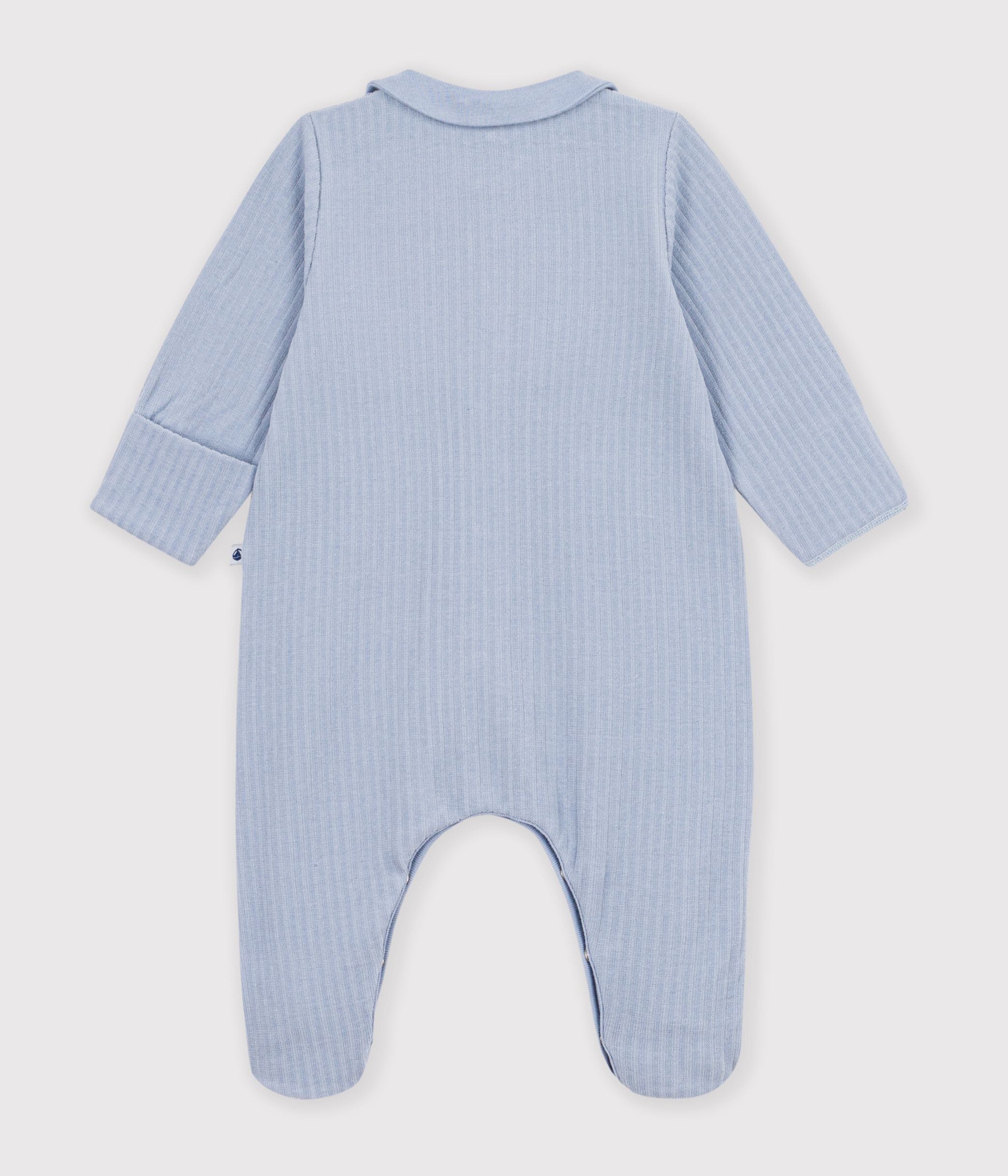 Petit Bateau - Pyjama bébé en velours avec col uni