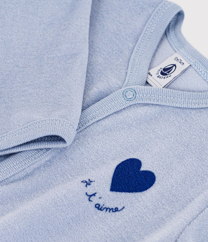 Petit Bateau - Plain Velour Sleepsuit