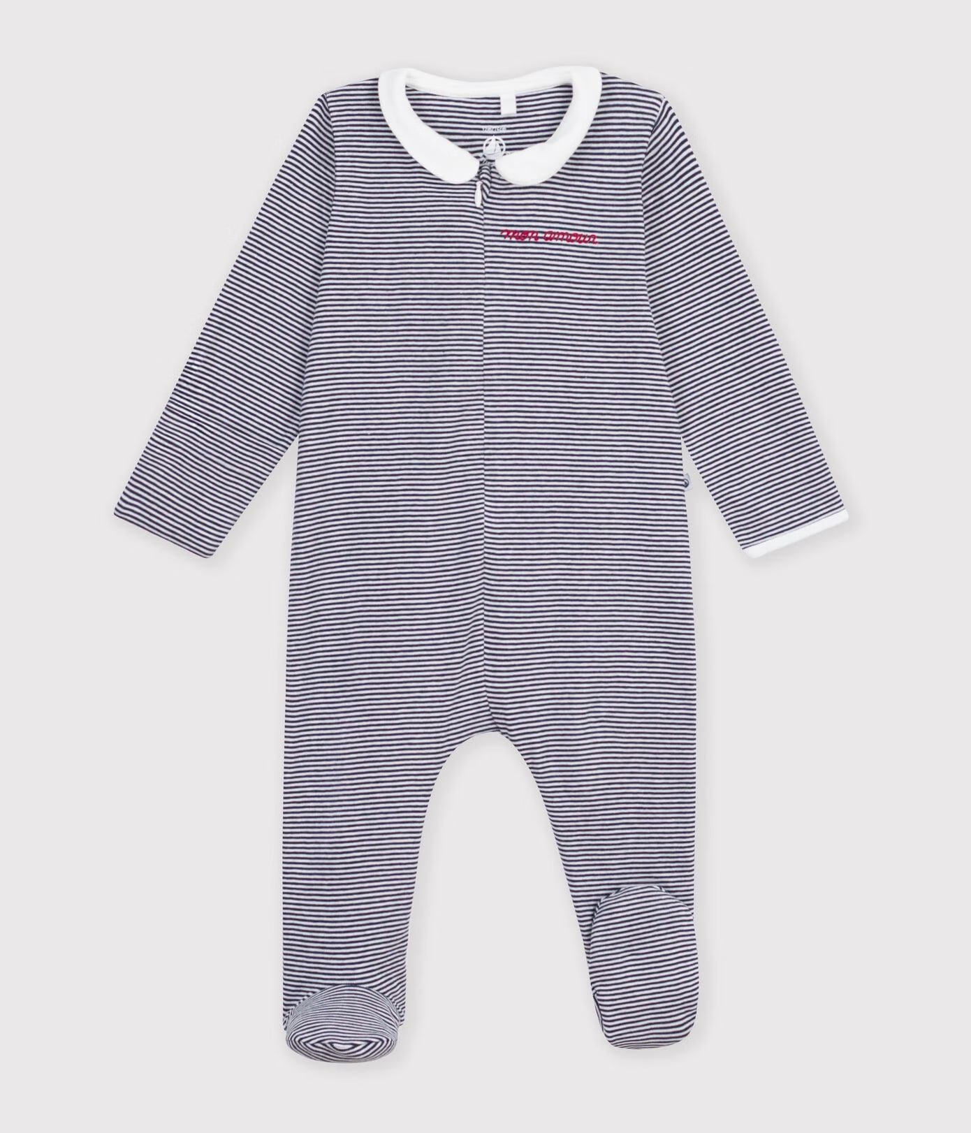 Petit Bateau - Baby pajama with printed collar