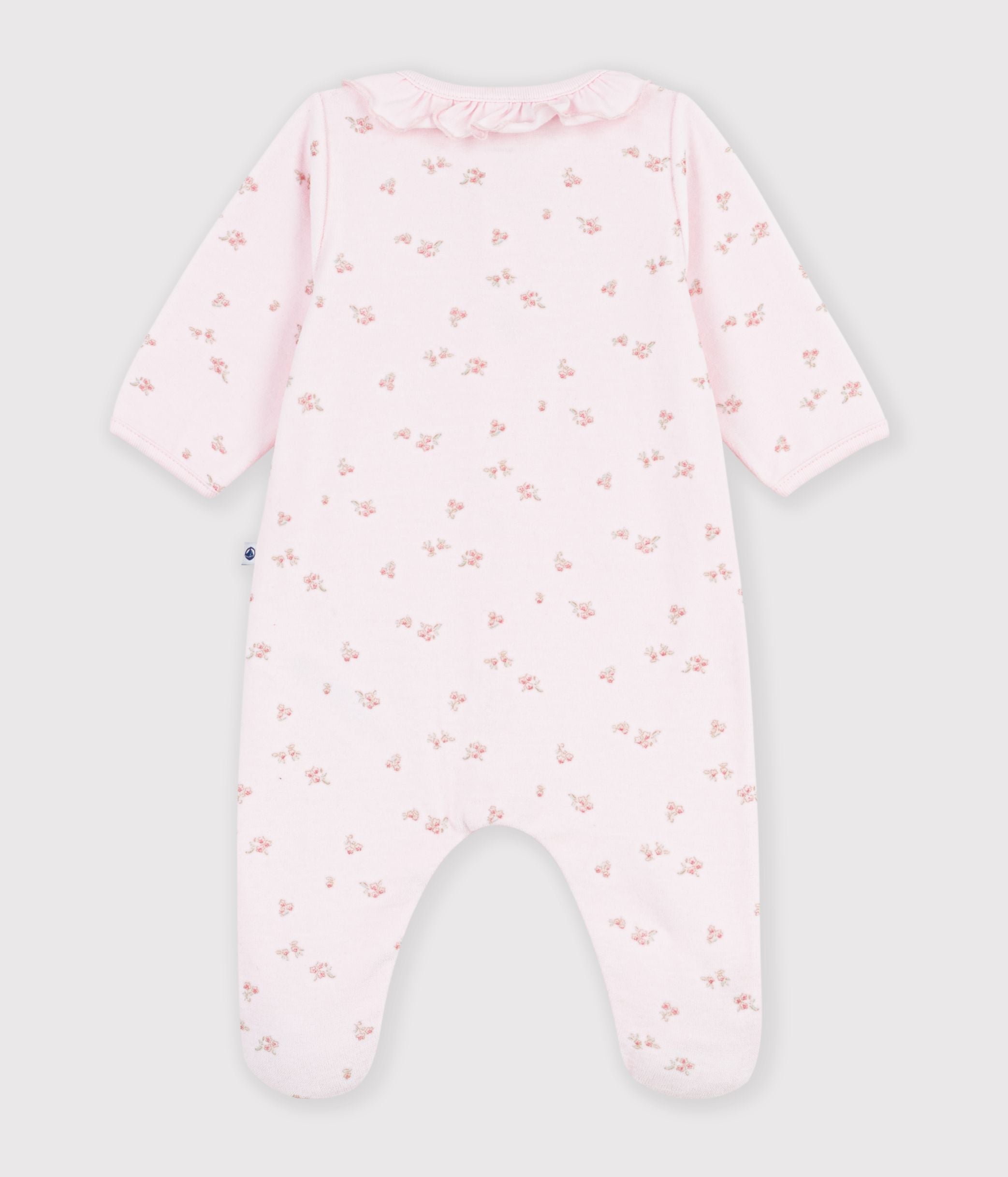Petit Bateau - Pyjama bébé en velours avec col imprimé à fleurs