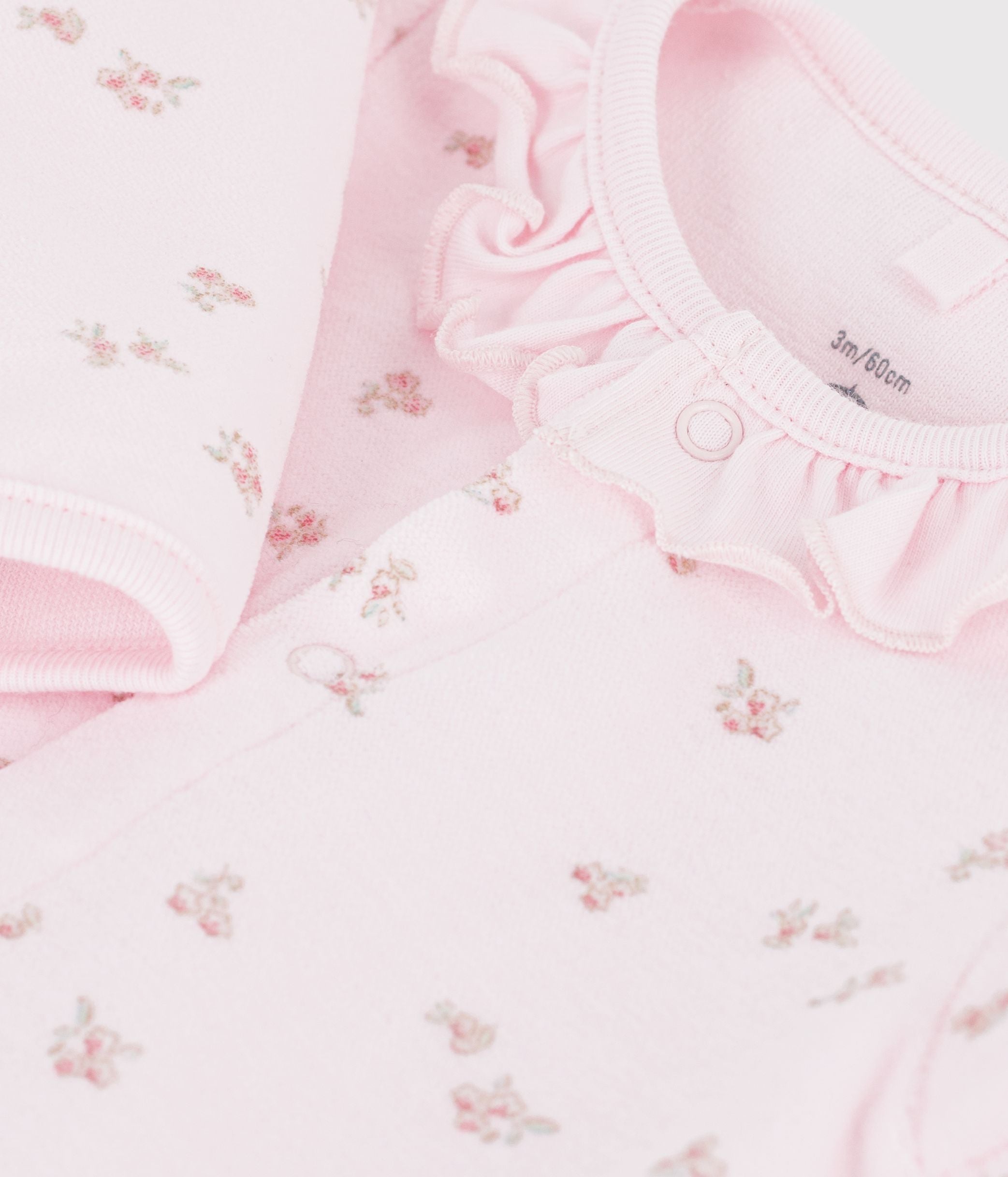 Petit Bateau - Pyjama bébé en velours avec col imprimé à fleurs
