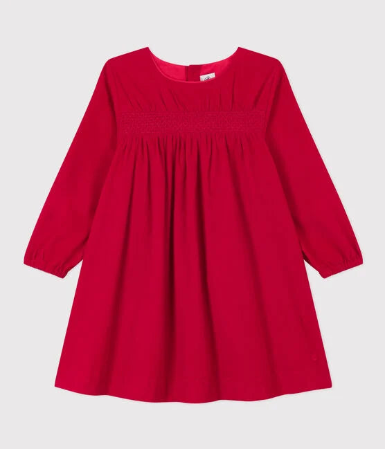 Petit Bateau - Robe en Velours à Manches Longues