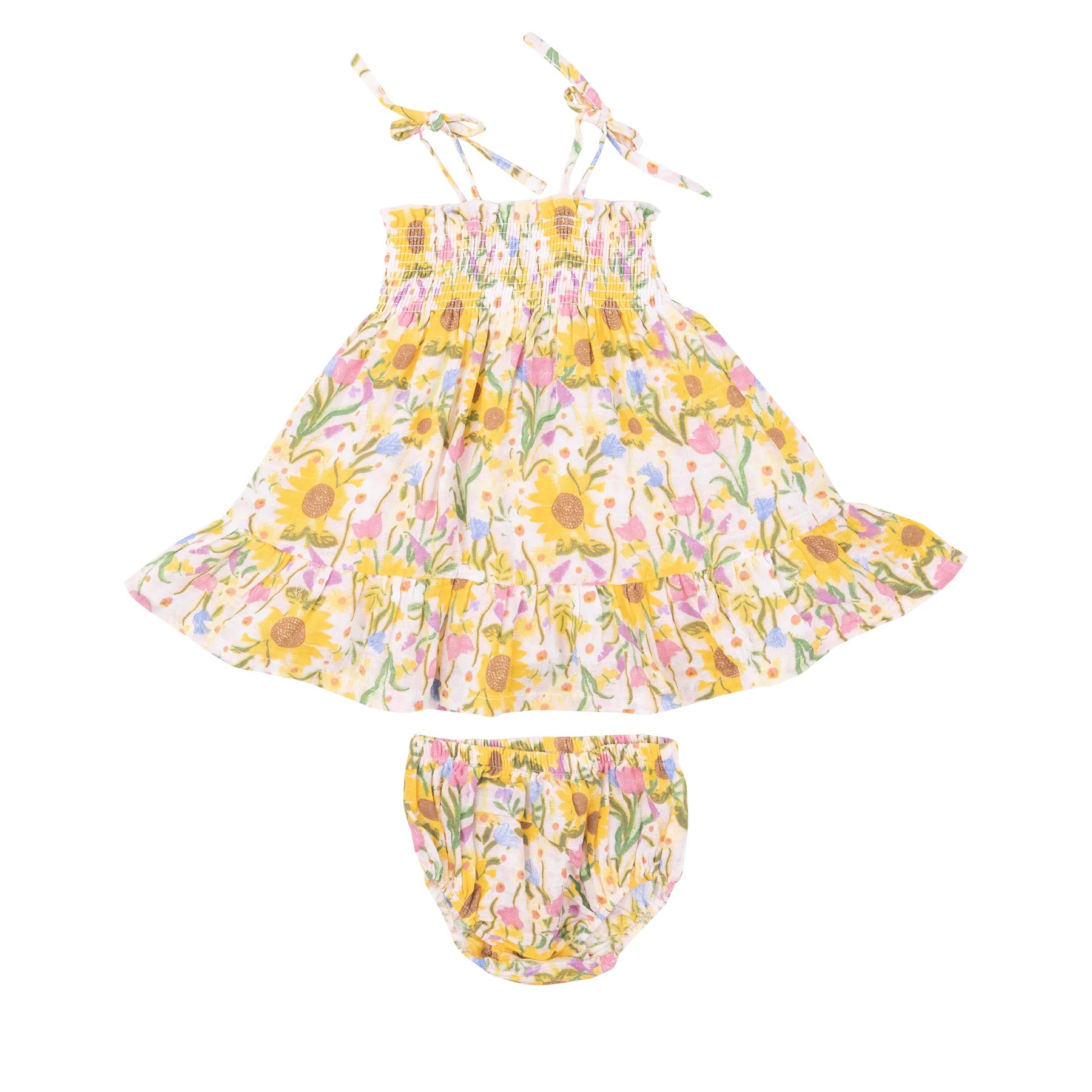 Angel Dear - Robe Soleil Smockée à Bretelles Nouées
