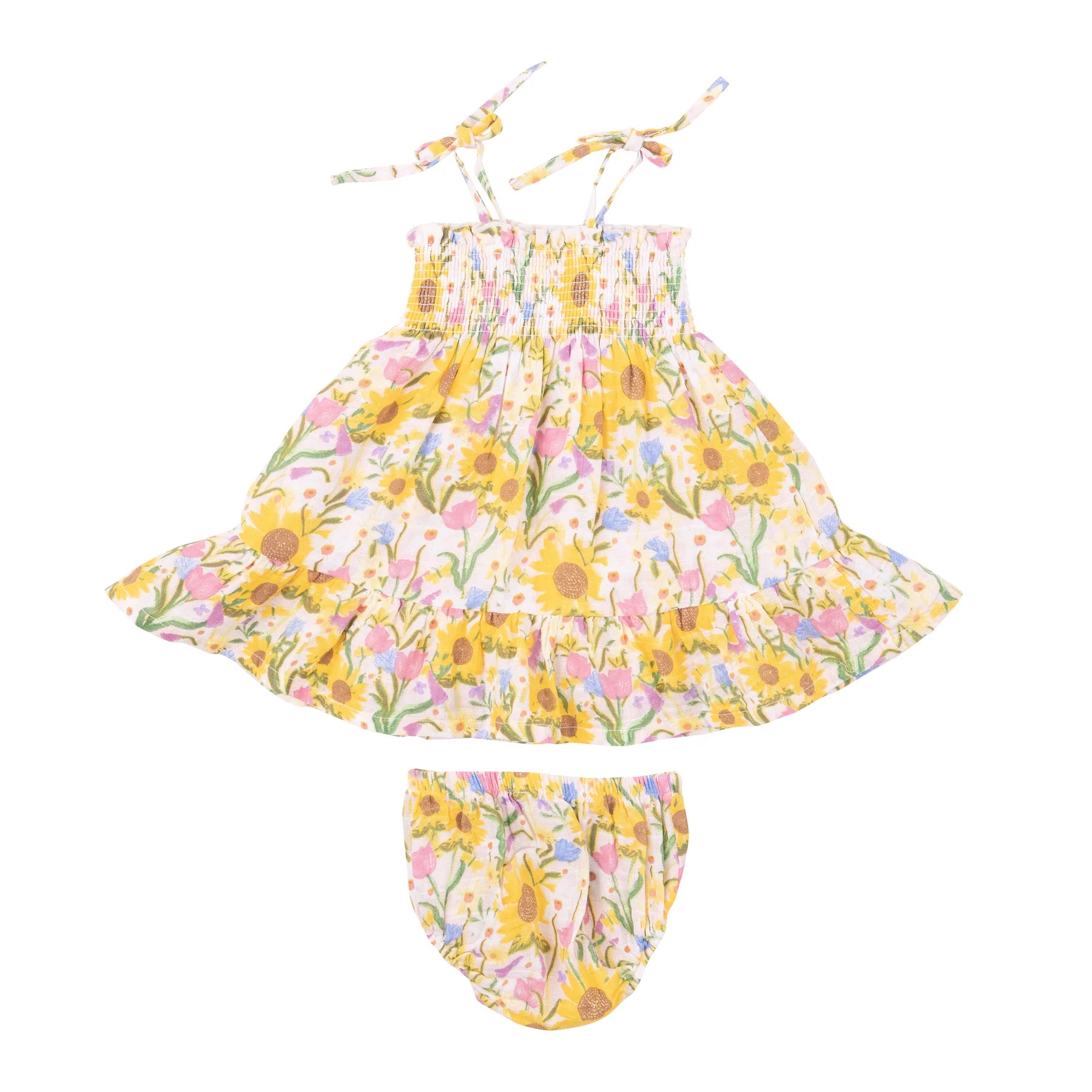 Angel Dear - Robe Soleil Smockée à Bretelles Nouées
