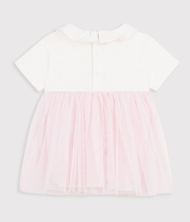 Petit Bateau - Robe bébé bi-matière manches courtes
