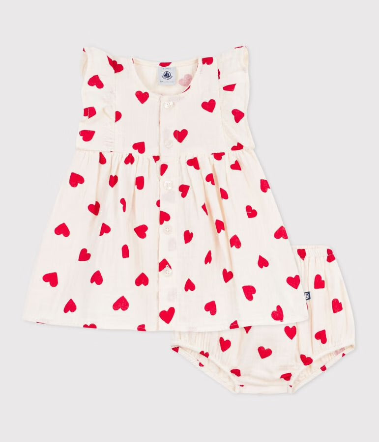 Petit Bateau - Robe + Bloomer Coeurs (Bébé)