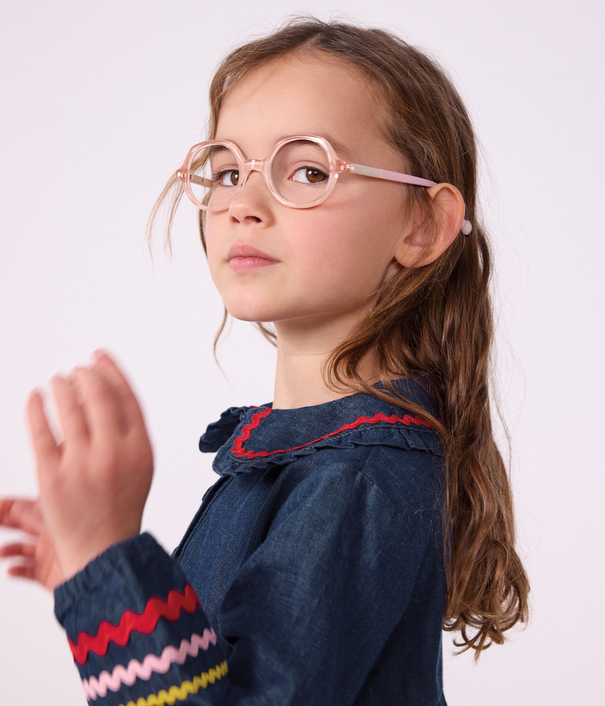 Petit Bateau - Plain long-sleeved denim dress for children