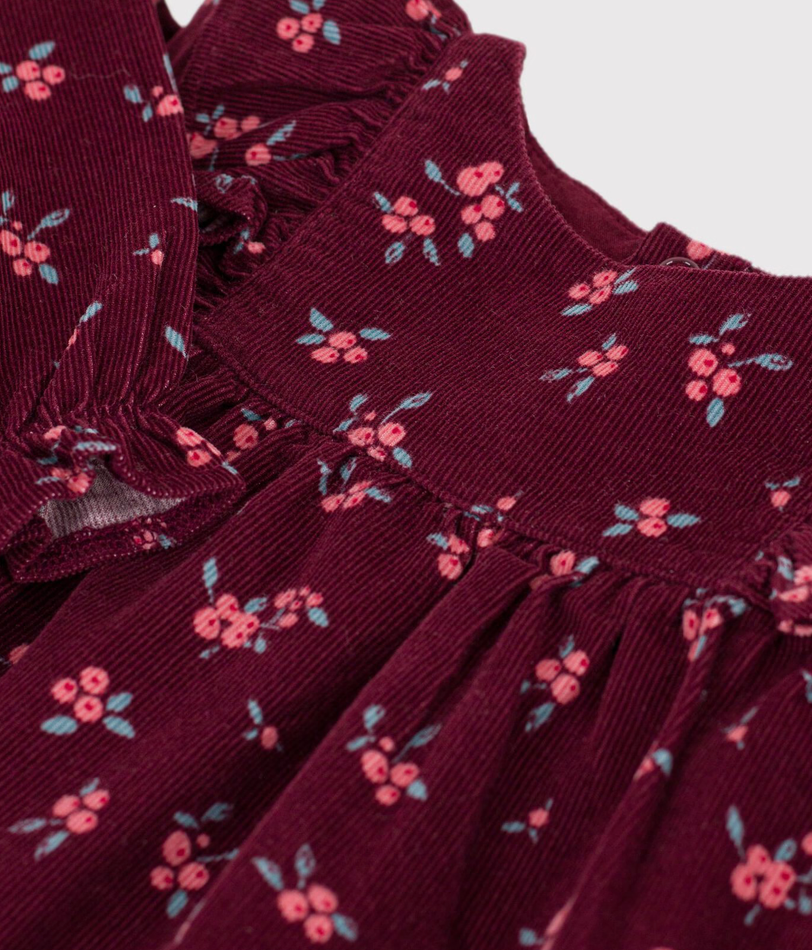 Petit Bateau - Robe bébé en velours manches longues à fleurs