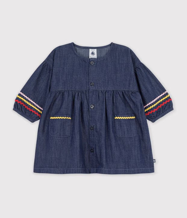 Petit Bateau - Baby long-sleeved denim dress